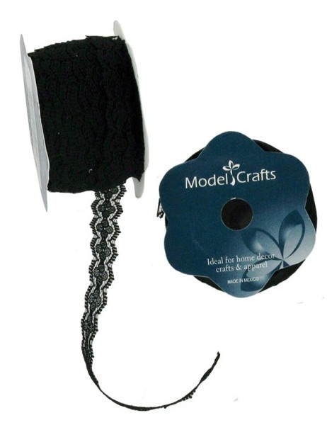 EOSK RB124 black lace spool 7 yard, 0.061 lbs. UPC 14721083570. Price per Case of 12, Category: sewing notions. (EOSRB124)