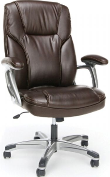 OFM ESS-6030-BRN Essentials Ergonomic High-back Leather Executive Chair With Arms, 21