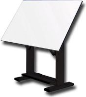 Alvin ET48-3 Elite, Table, Black Base White Top 37.5" x 48"; 37.5" x 48" top size; Angle adjusts from horizontal 0 degrees to 85 degrees; Height adjusts from 38" to 45" in horizontal position; Rigid balanced metal base with a white Melamine top; Dimensions 53" x 41" x 2"; Weight 143 Lbs; UPC 088354935995 (ALVINET483 ALVIN ET483 ET48 3 ET 483 ALVIN-ET483 ET48-3 ET-483) 