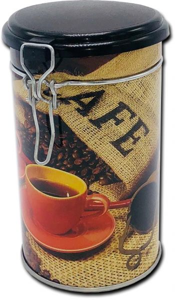 European Gift 7161N Storage Canister Round; Decorated Storage Canister; Seal-tight lids are rubber lined to ensure freshness; Use for all type of condiments as well as tea, coffee and spices; Decorative Storage canister, rectangular 1/2lb. clasp lid; 4 sided pattern; Made in Italy; Dimensions 11