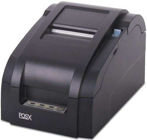 POS-X EVO-PK2-1BS Impact Dot Matrix Receipt Printer with Serial Interface, Tear Bar and Cable, Black, 5 Lines per Second Print Speed, Dot Density 160 dpi, Effective Printing Width 2.5
