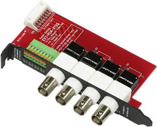 Seco-Larm EVT-PC4-VT2Q ENFORCER 4-Port Passive Video Balun Hub Card, Connects up to 4 CCTV cameras (per PCI card) to a central location using low-cost Cat5e/6 UTP cable, Simplifies and organizes PC-based DVRs, Mounts in a standard computer PCI slot, Works with full-motion CCTV cameras up to 2000ft (610m) away via passive video baluns (EVTPC4VT2Q EVTPC4-VT2Q EVT-PC4VT2Q) 