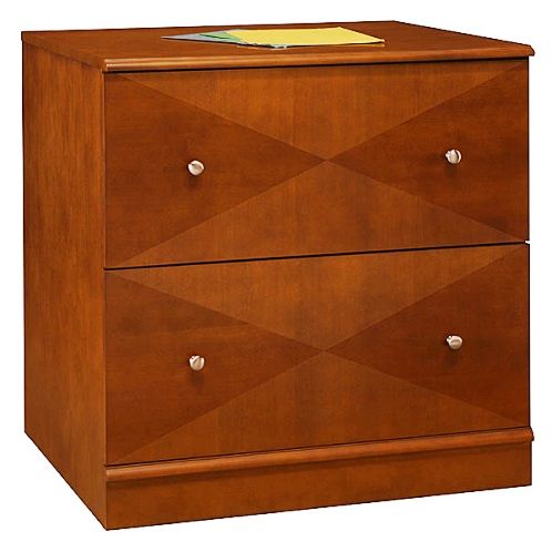 Bush EX40681-03 Lateral File, Berkshire Collection, Finished In Cherry Veneer, Solid wood veneer surfaces, Decorative inlay veneer pattern, Attractive profiled edges (EX4068103 EX-4068103 EX40681 EX-40681)