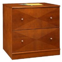 Bush EX40681-03 Lateral File, Berkshire Collection, Finished In Cherry Veneer, Solid wood veneer surfaces, Decorative inlay veneer pattern, Attractive profiled edges (EX4068103 EX-4068103 EX40681 EX-40681)