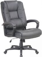 Office Star EX5162-G12 model EX5162 Deluxe High Back Leather Chair with Padded Loop Arms, Glove Soft Leather in Dark Grey Color, Contoured Leather Seat and Back, Built-in Lumbar Support, Pneumatic Seat Height Adjustment, Locking Tilt Control with Adjustable Tilt Tension, Leather Padded PP Loop Arms, UPC 090234073093 (EX5162G12 EX5162 G12 EX-5162-G12 EX 5162-G12 EX-5162)  