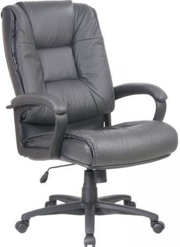 Office Star EX5162-G12 model EX5162 Deluxe High Back Leather Chair with Padded Loop Arms, Glove Soft Leather in Dark Grey Color, Contoured Leather Seat and Back, Built-in Lumbar Support, Pneumatic Seat Height Adjustment, Locking Tilt Control with Adjustable Tilt Tension, Leather Padded PP Loop Arms, UPC 090234073093 (EX5162G12 EX5162 G12 EX-5162-G12 EX 5162-G12 EX-5162) 