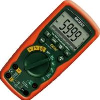 Extech EX520-NIST True RMS Industrial MultiMeter (6000 count) with NIST Certificate; True RMS; 6000 count; Peak Hold; Type K Temperature; Capacitance; Double molded for waterproof (IP67) protection; Rugged design — drop proof to 6 feet; 1000V input protection on all functions; Dual sensitivity frequency functions; Large backlit LCD with bargraph; UPC: 793950395219 (EXTECHEX520NIST EXTECH EX520-NIST RMS INDUSTRIAL MULTIMETER) 