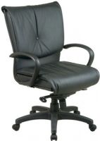 Office Star EX6841 Mid Back Executive Leather Chair with Knee Tilt Control, Thick padded contour seat and back, Built-in lumbar support, 2-to-1 synchro mid pivot knee tilt control, "C" arms, 22" W x 21.25" D x 6.5" T Seat Size, 23.5" W x 19.5" H x 6" T Back Size, Black top leather (EX-6841 EX 6841) 