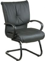 Office Star EX6845 Oversized Leather Visitors Chair, Thick padded contour seat and back, Built-in lumbar support, "C" arms, Black top leather, 22" W x 21.25" D x 6.5" T Seat Size, 23.25" W x 19.5" H x 6" T Back Size, Black top leather (EX-6845 EX 6845) 