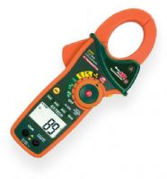 Extech EX830 True RMS Clamp/DMM+IR Thermometer 1000A AC/DC; True RMS; Type K thermometer; DC Zero; Non-contact InfraRed Temperature measurements with laser pointer; Models with True RMS Current and Voltage measurements; Peak hold captures inrush currents and Transients; MultiMeter functions include AC/DC Voltage, Resistance, Capacitance, Frequency, Diode, and Continuity; UPC: 793950398302 (EXTECHEX830 EXTECH EX830 RMS THERMOMETER) 