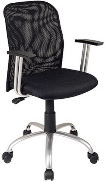 Office Star EX838 Contemporary Black Mesh Office Chair with Aluminum Finish, Fixed 