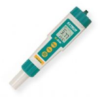 Extech EX900 ExStik 4-in-1 (pH - gel filled, ORP, Chlorine, Temperature); Flat surface electrodes work in liquids, semi-solids and solids; Memory stores and recalls 15 readings and saves last calibrated value; Data validation indicators show user the reading is stabilized; Large 3.5 digit (2000 count); Digital display with bargraph (pH bargraph originates at neutral point 7.00pH); UPC: 793950309001 (EXTECHEX900 EXTECH EX900 KIT) 