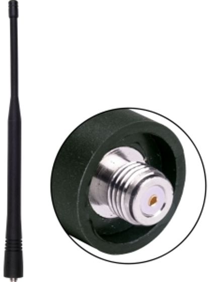 Antenex Laird EXE806SFU Special SMA/Female Tuf Duck Antenna, 1/2 Wave Type, 806-866MHz Frequency, 836MHz Center Frequency, 2.5dB Gain, Vertical Polarization, 50 ohms Nominal Impedance, 1.5:1 at Resonance Max VSWR, 50W RF Power Handling, Special SMA/Female Connector, 8