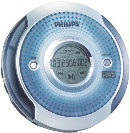 Philips EXP2561 Portable CD Player with LCD Touch Screen - Silver/Blue, Enjoy MP3 and WMA playback, Plays CD- CD-R and CD-RW discs, 200-second Magic ESP, Up to 50 hours Battery Life, 20-20kHz Frequency Response, 85dB Signal-to-Noise Ratio (EXP-2561 EXP 2561) 