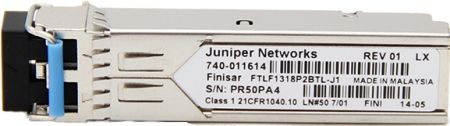 Juniper Networks EX-SFP-1GE-LX SPF+ Transceiver Module For use with EX 8200 series switches, 10 Gbps Rate, LC Connector, 1310 nm Transmitter wavelength, 9.5 dBm Minimum launch power, 3 dBm Maximum launch power, 25 dBm Minimum receiver sensitivity, 3 dBm Maximum input power, SMF Fiber, 9 m Core/Cladding size, 10 km (6.2 miles) Distance (EXSFP1GELX EXSFP-1GELX EX-SFP1GE-LX EX-SFP-1GE)