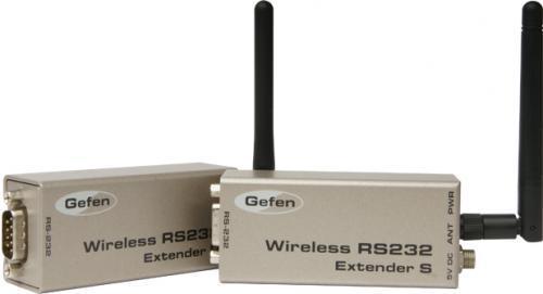 Gefen EXT-WRS232 Wireless RS232 Extender, Quick and easy setup, Extends any RS232 compliant device up to 100 feet (30 meters) from a computer or controller, No cables are required for extension, RS232 Input Connector: DB-9 female, RS232 Output Connector: DB-9 male, Power Supply: 5V DC locking type, Power Consumption: 10W (max each), Dimensions: 3.8