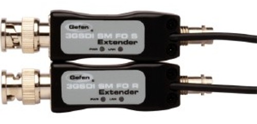 Gefen EXT-3GSDI-FOSM 3GSDI Fiber Optic Extender; Supports SMPTE-424M (3G-SDI), SMPTE-292M (HD-SDI), and SMPTE-259M (SDl) specifications; Extends 3G-SDI up to 1.25 miles (2 kilometers) over one single-mode ST-terminated fiber optic cable; Locking power connectors; Data Rate: up to 3 Gbps; Range: Up to 1.25 miles (2 kilometers); Input Impedance: 75:; Signal Level: 800mVp-p +/- 50mV; UPC 845344050126		                                   (EXT3GSDIFOSM EXT-3GSDI-FOSM EXT-3GSDI-FOSM)