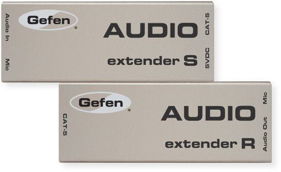 Gefen EXT-AUD-1000 Analog Audio Extender; Silver; Extends any unbalanced analog audio device up to 1000 feet (300 meters) from the source; One CAT-5e cable used for extension; UPC 845344000022 (EXTAUD1000 EXTAUD-1000 EXT-AUD-1000 EXTAUD1000-EXTENDER ANALOG-EXTAUD1000 AUDIO- EXT-AUD-1000)