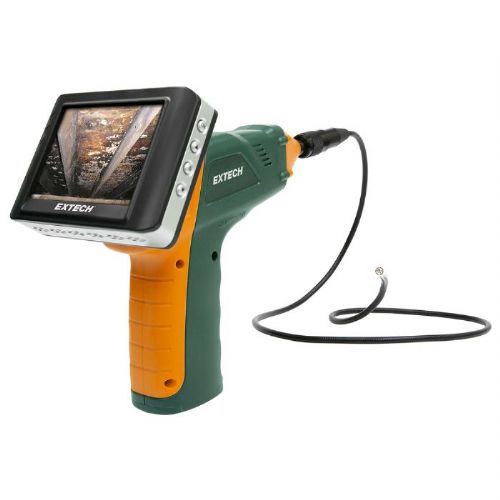 Extech BR250-5 Video Borescope/Wireless Inspection Camera, 5.2mm Camera Diameter and 3.5 in. Color TFT LCD Wireless Monitor; Detachable wireless 3.5 in. TFT LCD color monitor can be viewed from a remote location up to 32 ft. from the borescope; 16 GB microSD memory card (with included SD adaptor) for storing images (JPEG) and videos (AVI) with date/time stamp that can be played back on the wireless monitor or transferred to a PC; UPC: 793950633557 (EXTECHBR2505 EXTECH BR250-5 BORESCOPE WIRELESS)