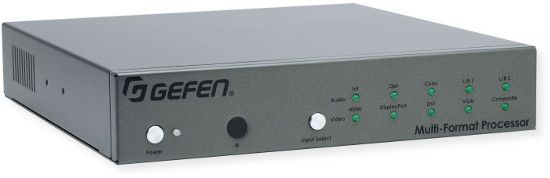 Gefen EXT-MFP Multi-Format Processor; Gray; Independent and configurable audio and video routing; Supports input and output resolutions up to 1080p Full HD and 1920 x 1200 (WUXGA); HDCP compliant; HDMI, DisplayPort, DVI, VGA, and Composite Video inputs; DisplayPort input is compatible with Mac and PC computers; UPC 888814569049 (EXTMFP EXTMFP-PROCESSOR EXT-MFP-GEFEN GEFEN-EXT-MFP EXT-EXT-MFP)