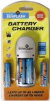 Digital Sunflash EZ-3000 Battery Charger, Lasts up to 4x Longer, Charges up to 1000x, Recharges 2 or 4 pieces high capacity AA or AAA Ni-Mh batteries at a time, Foldable Wall Plug-in, Universal voltage 100-240volts, Includes 4 AA 3000mAh Ni-MH Rechargeable Batteries (EZ3000 EZ 3000) 