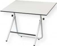 Alvin EZ42-4 EZ Fold Drawing Table, White 30" x 42"; Height adjustment from 30.5" to 44" (in the horizontal position) is easily attained with the turn of over-sized knobs on both sides; Infinite angle adjustments (0 to 70 degrees) are supported by a heavy-duty crescent mechanism on the underside of tabletop; UPC 88354810193 (EZ424 EZ-424 EZ42-4 ALVINEZ424 ALVIN-EZ424WHITE ALVIN-EZ-424) 