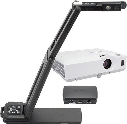 Elmo 1358-80 Projector Bundle MX-1, Connect Box and CP-EW301N, USB 3.0 port allows for viewing of video up to 60 fps, 4K ultra HD resolution, Weighs only 1.04 lbs, 3.2W power consumption, Flexible, Easy access to navigation buttons, WXGA 1280 x 800 resolution, 3,000 ANSI lumens white/color output, 16W audio output, 2000:1 contrast ratio, HDMI 1 input (1358-80 1358 80 135880 ELMO135880 ELMO-135880 ELMO 135880)