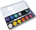 Finetec F1200 Artist Mica Water Color Pearlescent Paint 12-Color Set; Made of mica, a natural product that offers a wide variety of metallic shades from gold and silver to iridescent, pearl shining colors; Can be dissolved with water and applied with a brush; Ideal for creating special effects and highlighting; Can be blended; EAN 4251402600022 (FINETECF1200 FINETEC F1200 F 1200 F-1200) 