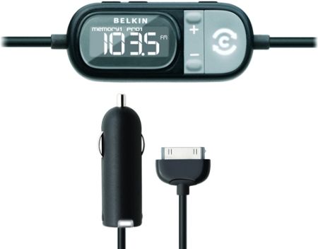Belkin F8Z343 TuneCast Auto with ClearScan for iPhone and iPod, ClearScan one-push station locator, PRO setting optimizes audio and boosts volume, 2 programmable preset buttons, High-contrast backlit display, Car charger (F8Z-343 F8Z 343 F8-Z343)