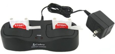 Cobra FA-CT Desktop Battery Charger, Desktop Charger, Two (2) FA-NICD nickel cadmium batteries, AC adapter, For use with Cobra Radios FRS80 - FRS85 - FRS100 - FRS110 - FRS115 - FRS135 - FRS220 - FRS250 - FRS300 - FRS305 - FRS310 two-way radios (FA CT FACT)