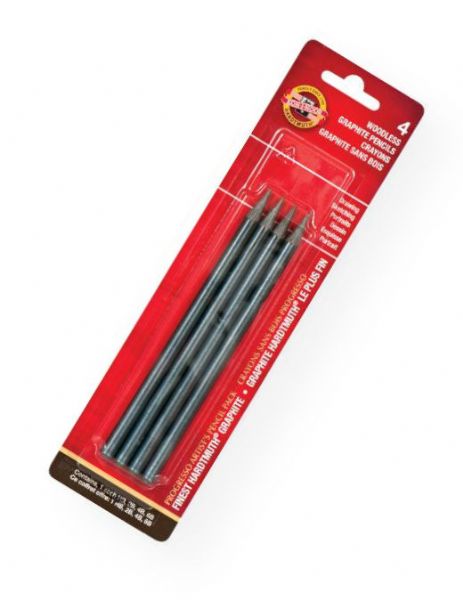 Koh-I-Noor FA89114BC Progresso Woodless Graphite Pencils; Solid graphite pencil with a lacquer finish allows more freedom, creativity, and value; Ideal for drawing illustrating, and shading; Can be sharpened in any standard pencil sharpener; Set contains HB, 2B, 4B, and 6B pencils; Contents subject to change; Shipping Weight 0.09 lb; Shipping Dimensions 2.62 x 0.5 x 9.75 in; UPC 014173374301 (KOHINOORFA89114BC KOHINOOR-FA89114BC PROGRESSO/FA89114BC ARTWORK)