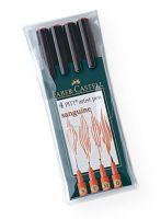 Faber-Castell FC167102 PITT Artist 4-Pen Set Sanguine; Suitable for sketches, studies, and ink drawings, the PITT artist pen has a long life and is easy to use; The drawing ink is extremely fade-resistant and waterproof; Set contains sanguine pens in 4 sizes: S, F, M, B; Contents subject to change; Shipping Weight 0.25 lb; Shipping Dimensions 8.00 x 2.5 x 0.4 in; UPC 092633801314 (FABERCASTELLFC167102 FABERCASTELL-FC167102 PITT-FC167102 SKETCHING) 