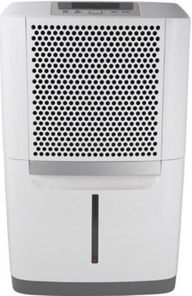 Frigidaire FAD504DUD Dehumidifier with Humidity Readout, 50 Pints/Day Dehumidification, Electronic Controls, Top Center Control Panel Location, 2 Fan Speed, 35% - 85% Relative Humidity Range Manual, Bottom Slide Out Filter Access, Side Air Discharge, R134A Refrigerant, 115V / 60Hz Volts / Hertz, 615 Watts - Cool, 6 Ft. Length of Power Cord, Low Temp Operation, Bucket-Full Indication, Auto Shut-Off (FAD504DUD FAD-504DUD FAD 504DUD FAD504-DUD FAD504 DUD)