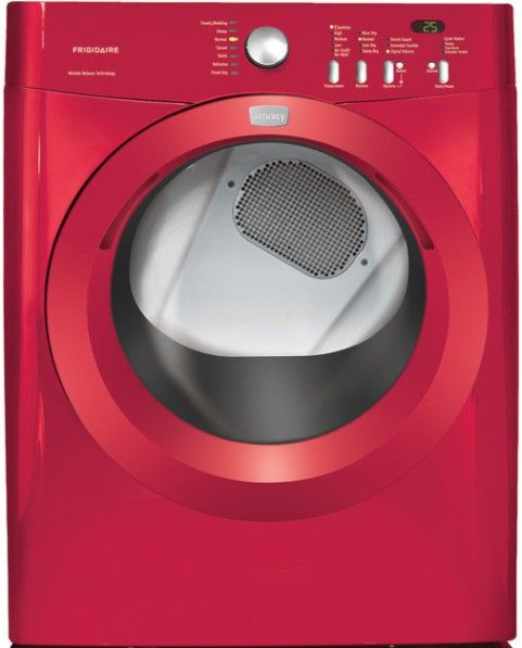 Frigidaire FAQE7011KR Affinity Series Electric Dryer with 7.0 cu. ft. Capacity, 7 Cycle Count, 5 Buttons Dryness Level Selections, Push to Start Safety Start, Chime On/Off End of Cycle Type, Drum Light, Control Lock, Precision Moisture Sensor, 240V/60Hz/30 Amps Voltage Rating, 5.0 kW Connected Load (kW Rating) at 240 Volts, 24 Amps at 240 Volts, Classic Red Color (FAQE-7011KR FAQE 7011KR FAQE7011 KR FAQE7011-KR)