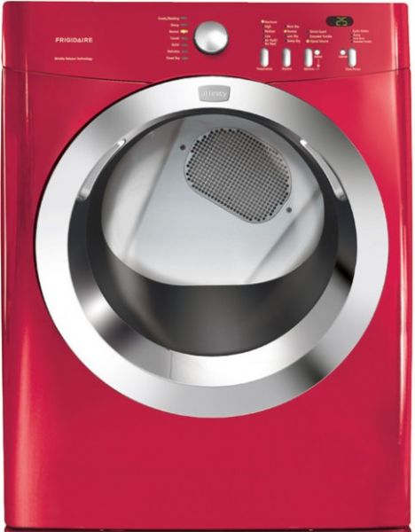 Frigidaire FAQG7073KR Affinity Series Gas Dryer with 7.0 cu. ft. Capacity, 7.0 Cu. Ft. Drum Capacity, Painted Drum Material and Drum Back Type, 7 Cycle Count, 5 Buttons Dryness Level Selections, Push to Start Safety Start, Chime On/Off End of Cycle Type, Drum Light, Control Lock, Precision Moisture Sensor, Classic Red Color (FAQG-7073KR FAQG 7073KR FAQG7073 KR FAQG7073-KR)