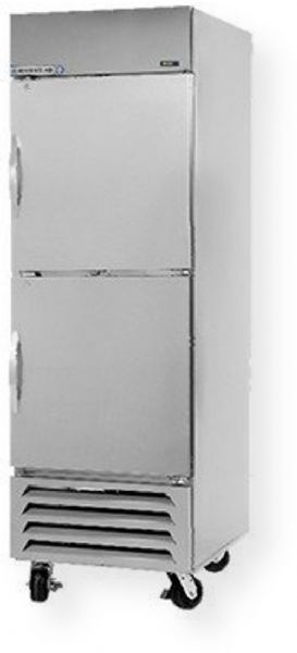 Beverage Air FB23-1HS Two Solid Doors Bottom Mounted Reach-In Freezer, Stainless Steel, 23 cu.ft. capacity, 1/2 Horsepower, Three (3) heavy duty epoxy coated wire shelves per section standard, Shelves are adjustable in 1/2