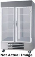 Beverage Air FB49-1G Two Glass Doors Bottom Mounted Reach-In Freezer, Stainless Steel, 49 cu.ft. capacity, 3/4 Horsepower, 60" Depth With Door Open 90°, Six (6) heavy duty epoxy coated wire shelves per section standard, Shelves are adjustable in 1/2" increments, Incandescent interior lighting; 6" heavy-duty casters included, two with brakes standard (FB491G FB49 1G FB-49-1G FB49-1-G) 
