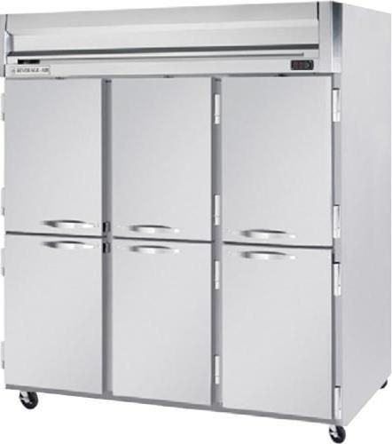 Beverage Air FB72-1HS Six Half Solid Doors Bottom Mounted Reach-In Freezer, Stainless Steel, 72 cu.ft. capacity, 3/4 Horsepower, Nine (9) heavy duty epoxy coated wire shelves per section standard, Shelves are adjustable in 1/2