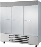 Beverage Air FB72-1S Three Solid Doors Bottom Mounted Reach-In Freezer, Stainless Steel, 72 cu.ft. capacity, 3/4 Horsepower, 60" Depth With Door Open 90°, Nine (9) heavy duty epoxy coated wire shelves per section standard, Shelves are adjustable in 1/2" increments, Incandescent interior lighting; 6" heavy-duty casters included, two with brakes standard (FB721S FB72 1S FB-72-1S FB72-1-S) 