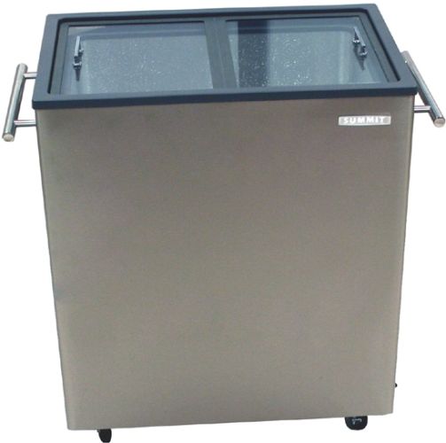 Summit FC07 Portable Refrigerator, 1.8 cu.ft. Capacity, Glass top lids, Professional towel bar handles, Wire baskets, Stainless steel cabinet, Hammered aluminium interior, Bottom drain, Casters, UL Approved, 110 Volt / 60 Hz, 3 prong plug, Manual defrost (FC-07 FC 07)