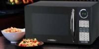 Franklin Chef FC101B Mid-sized Touch Pad Countertop Microwave, Black Onyx, 1.0 cubic ft. capacity, 900 watts of total cooking power, 10 variable power levels, 6 electronic controls for one-touch cooking, Rotating glass turntable, Digital display, Child-safety lock, Programmable defrost setting, Dimensions 19.09 x 13.89 x 11.30, Weight 27.80 lbs, UPC 858445003175 (FC-101B FC 101B FC101 FC101BN) 