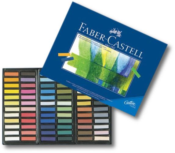 Faber-Castell FC128272 Creative Studio, Soft Pastel 72-Color Set; These half-stick soft pastels have vibrant colors and excellent opacity; They give smooth color laydown, great blending ability for rich pastel effects; Acid-free, archival; Each stick measures 1.25
