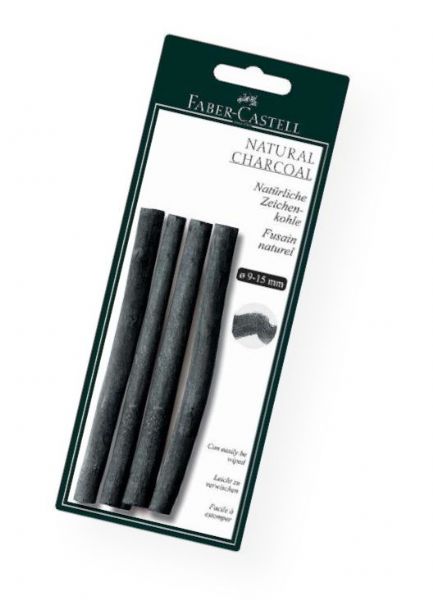 Faber-Castell FC129498 Natural Willow Charcoal Stick 4-Pack; Natural willow charcoal sticks have a slightly bluish color and can be wiped at will; 9-15mm, 4-pack; Shipping Weight 0.25 lb; Shipping Dimensions 8.8 x 3.00 x 0.5 in; UPC 400540128498 (FABERCASTELLFC129498 FABERCASTELL-FC129498 FABERCASTELL/FC129498 ARTWORK)