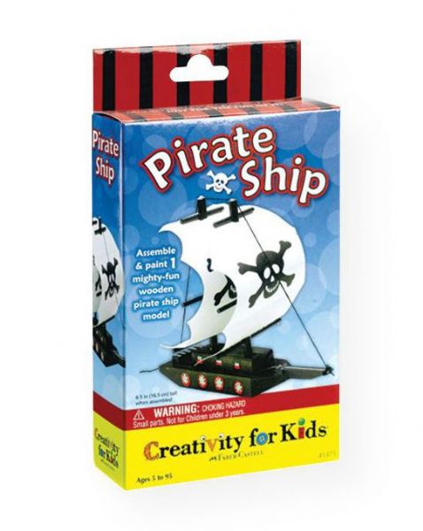 Creativity for Kids FC1475 Make Your Own Pirate Ship Mini Kit; Assemble and paint a mighty fun, wooden pirate ship model; Ages 5+; Shipping Weight 0.29 lb; Shipping Dimensions 5.00 x 2.00 x 8.5 in; UPC 092633147504 (CREATIVITYFORKIDSFC1475 CREATIVITYFORKIDS-FC1475 CREATIVITYFORKIDS/FC1475 TOYS ART)