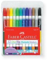 Faber Castell FC153012 DuoTip Washable 12 Marker Set; Twice the colors for double the coloring fun; Use the thin tips for writing and fine details, while turning on the side produces wide lines for large area coloring; Bright, washable inks for easy clean up; Long lasting, water based ink can be re hydrated by placing the nib in water; UPC 092633703540 (FC153012 FC-153012 DUOTIP-FC153012 FABERCASTELLFC153012 FABER-CASTELL-FC153012 FABER-CASTELL-FC153012) 