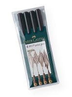 Faber-Castell FC167101 PITT Artist 4-Pen Set Sepia; Suitable for sketches, studies, and ink drawings, the PITT artist pen has a long life and is easy to use; The drawing ink is extremely fade-resistant and waterproof; Set contains sepia pens in 4 sizes: S, F, M, B; Contents subject to change; Shipping Weight 0.25 lb; Shipping Dimensions 8.00 x 2.5 x 0.4 in; UPC 092633801246 (FABERCASTELLFC167101 FABERCASTELL-FC167101 PITT-FC167101 FC167101 ARTWORK SKETCHING) 