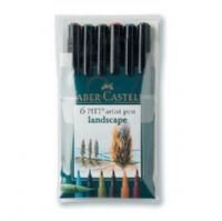 Faber-Castell FC167105 Artist Brush Pen Landscape 6 Color Set, Quantity 6; Brush tip sets combine the advantages of a brush and a drawing pen; Each pen features pigmented, waterproof, lightfast India ink which is acid free, and pH neutral; Shipping Dimensions 8.00 x 4.00 x 0.50 inches; Shipping Weight 0.25 lb; UPC 092633801321 (FC-167105 FC/167105 FABERCASTELLFC167105 FABERCASTELLFC-167105 FABER CASTELL PITT ARTIST) 