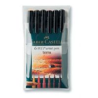 Faber-Castell FC167106 Artist Brush Pen Terra 6 Color Set, Quantity 6, Color Brown; Brush tip sets combine the advantages of a brush and a drawing pen; Each pen features pigmented, waterproof, lightfast India ink which is acid free, and pH neutral; Shipping Dimensions 8.00 x 4.00 x 0.50 inches; Shipping Weight 0.25 lb; UPC 092633801666 (FC-167106 FC/167106 FABERCASTELLFC167106 FABERCASTELLFC-167106 FABER CASTELL PITT ARTIST) 