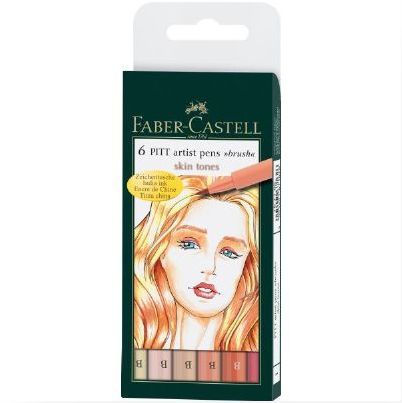 Faber-Castell 167162 6-Piece Skin Tones Artist Pen Wallet Set, Quantity 6; Combines modern brush nibs with traditional India ink; Rich, deep blacks and vibrant colors are odorless, permanent, waterproof, and lightfast; Shipping Dimensions 7.00 x 2.75 x 0.50 inches; Shipping Weight 0.15 lb; EAN/JAN 4005401671626 (FC167162 FC-167162 FC/167162 FABERCASTELL167162 FABER CASTELL PITT ARTIST)