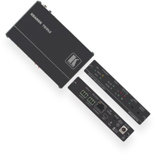 Kramer Electronics KRA-FC22ETH 2-Port Ethernet Controller; Simultaneous Communication - With up to 40 PC clients; USB Port - For firmware upgrades; CONTROLS: Serial Select button, RS-485 terminator switch, DHCP and Factory Default buttons; INDICATORS: Power, Ethernet, Serial 1, Serial I/O, and DHCP status LEDs; POWER CONSUMPTION: 5V DC, 200mA; OPERATING TEMPERATURE: 0° to +40°C (32° to 104°F); STORAGE TEMPERATURE: -40° to +70°C (-40° to 158°F) (FC22ETH FC-22E BTX